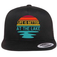 Life Is Better At The Lake Life Bum Lake Lover Pontoon Gift Flat Bill Trucker Hat