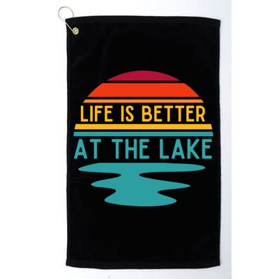 Life Is Better At The Lake Life Bum Lake Lover Pontoon Gift Golf Towel