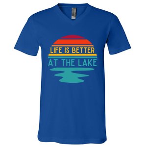 Life Is Better At The Lake Life Bum Lake Lover Pontoon Gift V-Neck T-Shirt