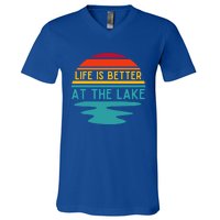 Life Is Better At The Lake Life Bum Lake Lover Pontoon Gift V-Neck T-Shirt