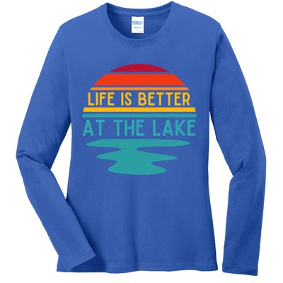 Life Is Better At The Lake Life Bum Lake Lover Pontoon Gift Ladies Long Sleeve Shirt