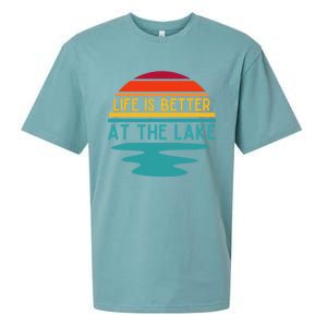 Life Is Better At The Lake Life Bum Lake Lover Pontoon Gift Sueded Cloud Jersey T-Shirt