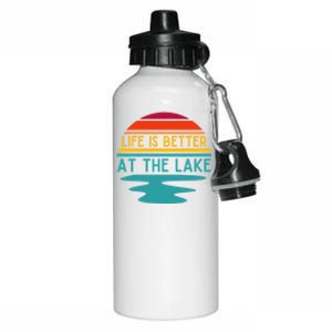 Life Is Better At The Lake Life Bum Lake Lover Pontoon Gift Aluminum Water Bottle