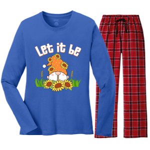 Let It Be Gnome Gnome Funny Gift Women's Long Sleeve Flannel Pajama Set 