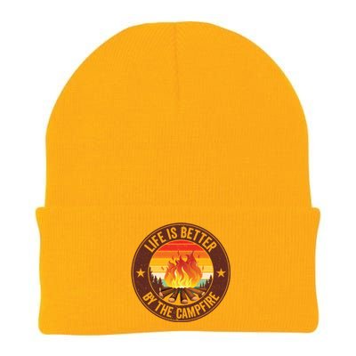 Life Is Better By The Campfire Camping Camper Outdoor Cool Gift Knit Cap Winter Beanie