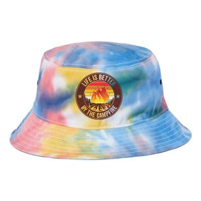 Life Is Better By The Campfire Camping Camper Outdoor Cool Gift Tie Dye Newport Bucket Hat