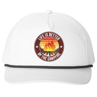 Life Is Better By The Campfire Camping Camper Outdoor Cool Gift Snapback Five-Panel Rope Hat