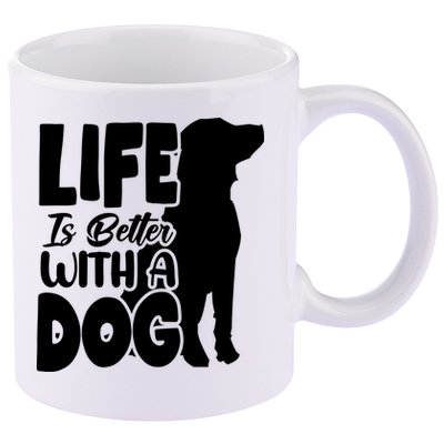 Life Is Better With A Dog 11oz C Handle Ceramic Mug
