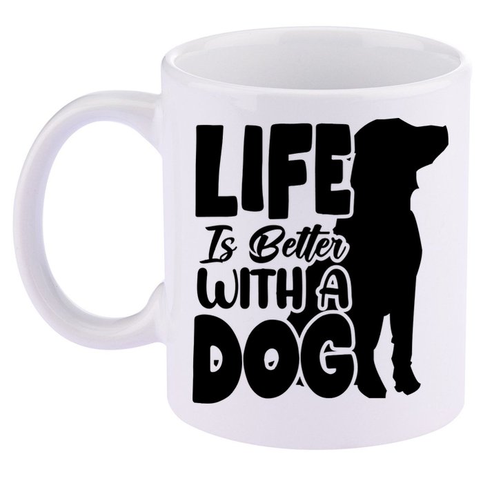 Life Is Better With A Dog 11oz C Handle Ceramic Mug