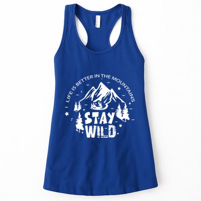 Life Is Better In Mountains Stay Wild Vintage Camping Hiking Gift Womens Tank Top