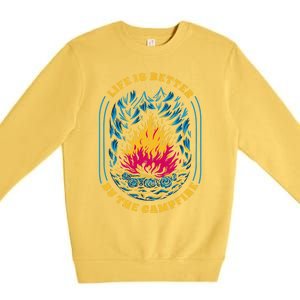 Life Is Better By The Campfire Funny Camper Nature Camping Premium Crewneck Sweatshirt