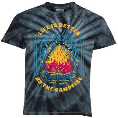 Life Is Better By The Campfire Funny Camper Nature Camping Kids Tie-Dye T-Shirt