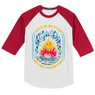 Life Is Better By The Campfire Funny Camper Nature Camping Kids Colorblock Raglan Jersey