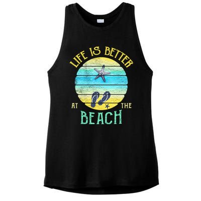 Life Is Better At The Beach Vacay Flipgiftflops Vacation Vibes Cool Gift Ladies PosiCharge Tri-Blend Wicking Tank