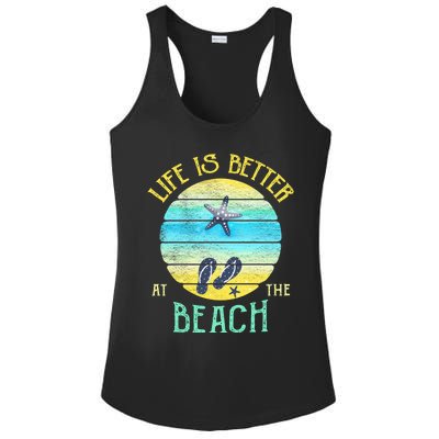 Life Is Better At The Beach Vacay Flipgiftflops Vacation Vibes Cool Gift Ladies PosiCharge Competitor Racerback Tank