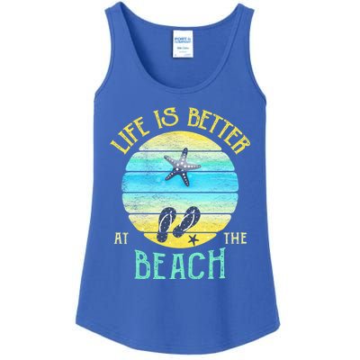 Life Is Better At The Beach Vacay Flipgiftflops Vacation Vibes Cool Gift Ladies Essential Tank