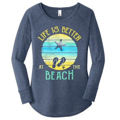 Life Is Better At The Beach Vacay Flipgiftflops Vacation Vibes Cool Gift Women's Perfect Tri Tunic Long Sleeve Shirt