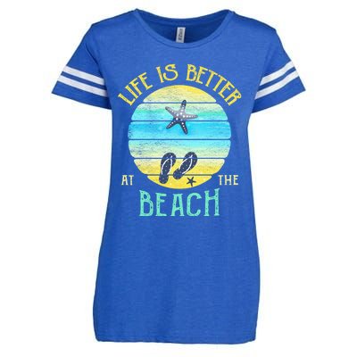 Life Is Better At The Beach Vacay Flipgiftflops Vacation Vibes Cool Gift Enza Ladies Jersey Football T-Shirt