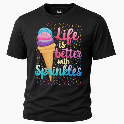 Life Is Better With Sprinkles Cute Sweet Ice Cream Summer Cooling Performance Crew T-Shirt