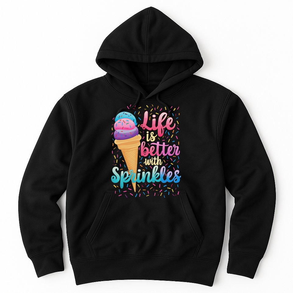 Life Is Better With Sprinkles Cute Sweet Ice Cream Summer Hoodie