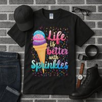 Life Is Better With Sprinkles Cute Sweet Ice Cream Summer Tall T-Shirt