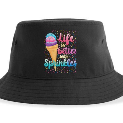 Life Is Better With Sprinkles Cute Sweet Ice Cream Summer Sustainable Bucket Hat
