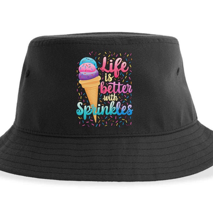 Life Is Better With Sprinkles Cute Sweet Ice Cream Summer Sustainable Bucket Hat