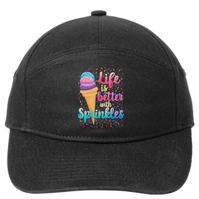 Life Is Better With Sprinkles Cute Sweet Ice Cream Summer 7-Panel Snapback Hat
