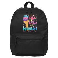 Life Is Better With Sprinkles Cute Sweet Ice Cream Summer 16 in Basic Backpack