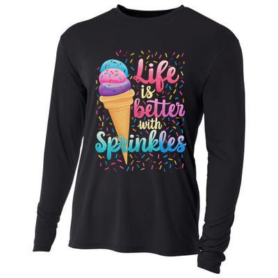 Life Is Better With Sprinkles Cute Sweet Ice Cream Summer Cooling Performance Long Sleeve Crew