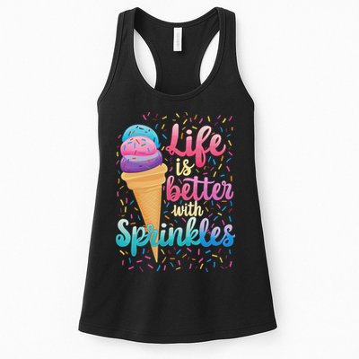 Life Is Better With Sprinkles Cute Sweet Ice Cream Summer Womens Tank Top