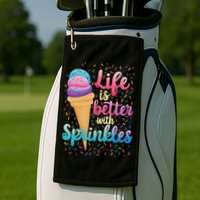 Life Is Better With Sprinkles Cute Sweet Ice Cream Summer Golf Towel