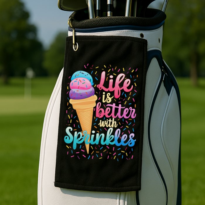 Life Is Better With Sprinkles Cute Sweet Ice Cream Summer Golf Towel