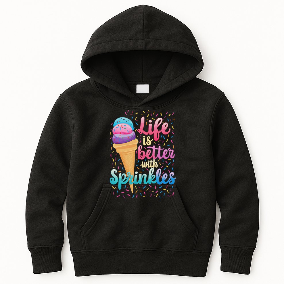 Life Is Better With Sprinkles Cute Sweet Ice Cream Summer Kids Hoodie