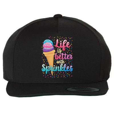 Life Is Better With Sprinkles Cute Sweet Ice Cream Summer Wool Snapback Cap