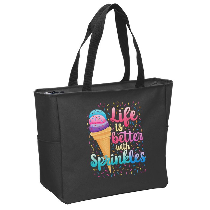 Life Is Better With Sprinkles Cute Sweet Ice Cream Summer Zip Tote Bag