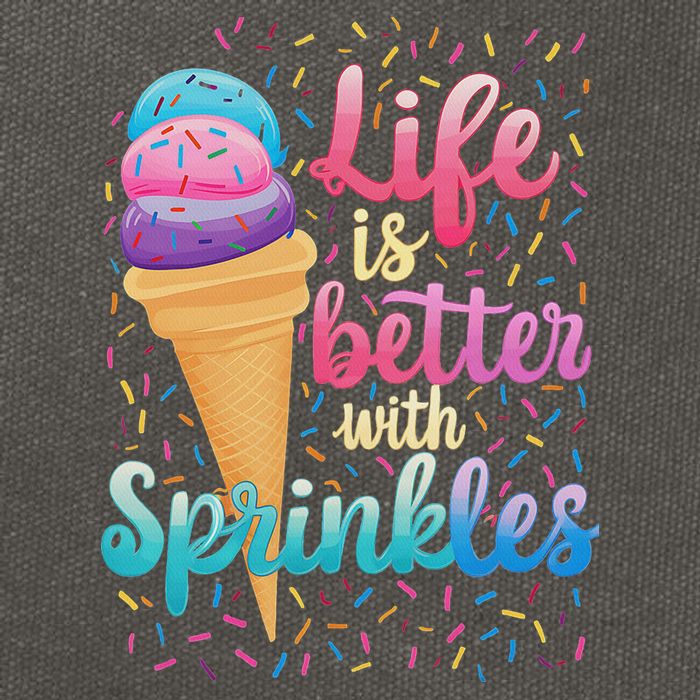 Life Is Better With Sprinkles Cute Sweet Ice Cream Summer Cotton Canvas Backpack