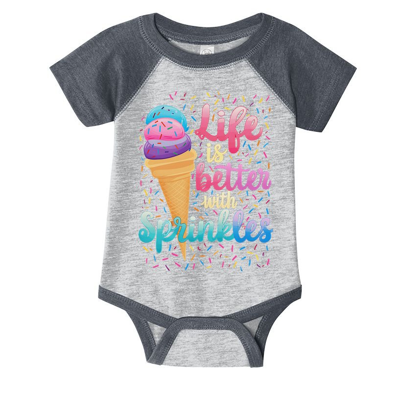 Life Is Better With Sprinkles Cute Sweet Ice Cream Summer Infant Baby Jersey Bodysuit