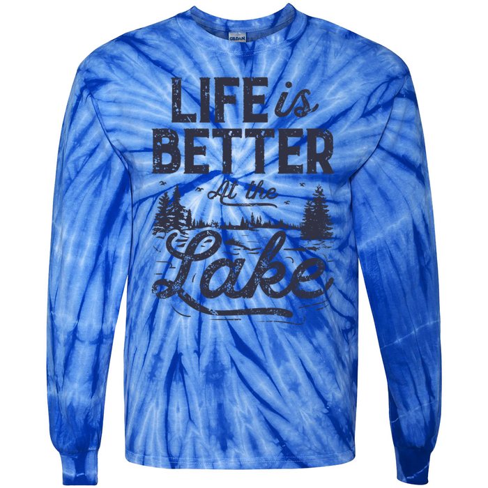 Life Is Better At Lake Great Gift Fishing Boating Sailing Funny Gift Tie-Dye Long Sleeve Shirt