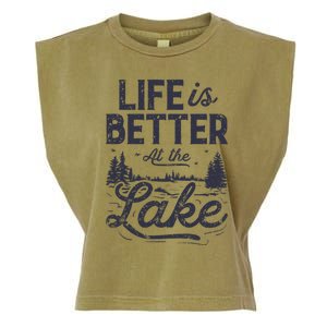 Life Is Better At Lake Great Gift Fishing Boating Sailing Funny Gift Garment-Dyed Women's Muscle Tee