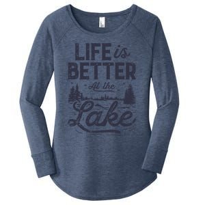 Life Is Better At Lake Great Gift Fishing Boating Sailing Funny Gift Women's Perfect Tri Tunic Long Sleeve Shirt