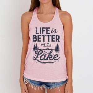 Life Is Better At Lake Great Gift Fishing Boating Sailing Funny Gift Women's Knotted Racerback Tank