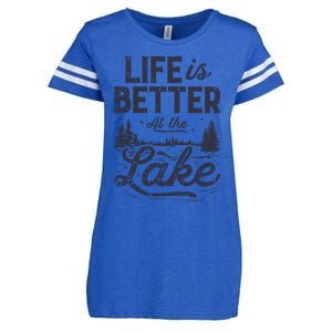 Life Is Better At Lake Great Gift Fishing Boating Sailing Funny Gift Enza Ladies Jersey Football T-Shirt