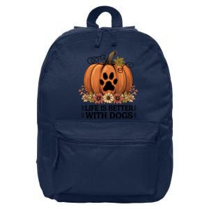 Life Is Better With Dogs Fall Pumpkins 16 in Basic Backpack