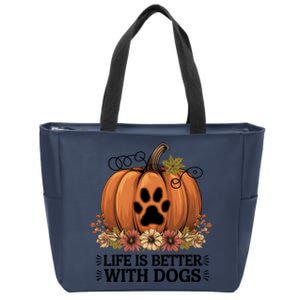 Life Is Better With Dogs Fall Pumpkins Zip Tote Bag