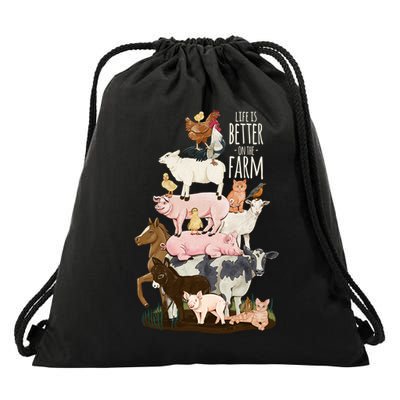 Life Is Better On The Farm Cute Animals Country Farm Girl Gift Drawstring Bag