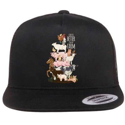 Life Is Better On The Farm Cute Animals Country Farm Girl Gift Flatbill Hat