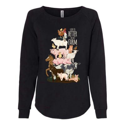 Life Is Better On The Farm Cute Animals Country Farm Girl Gift Womens California Wash Sweatshirt