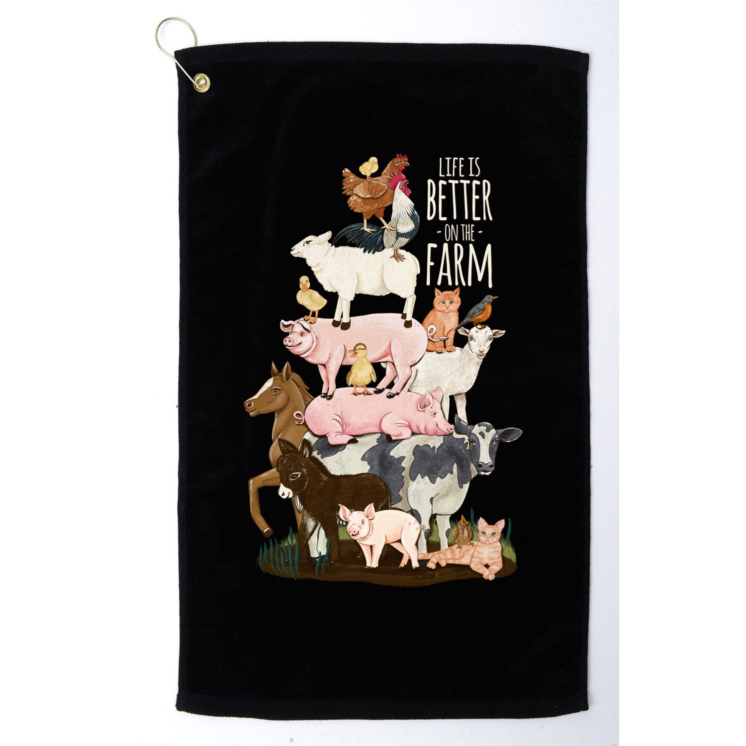 Life Is Better On The Farm Cute Animals Country Farm Girl Gift Golf Towel