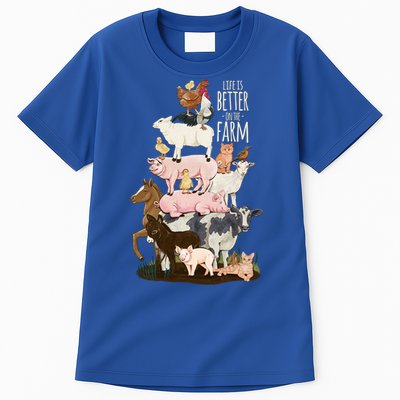 Life Is Better On The Farm Cute Animals Country Farm Girl Gift Tall T-Shirt